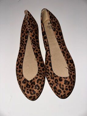 Time and Tru Leopard Print Ballet Flats - Brown & Black